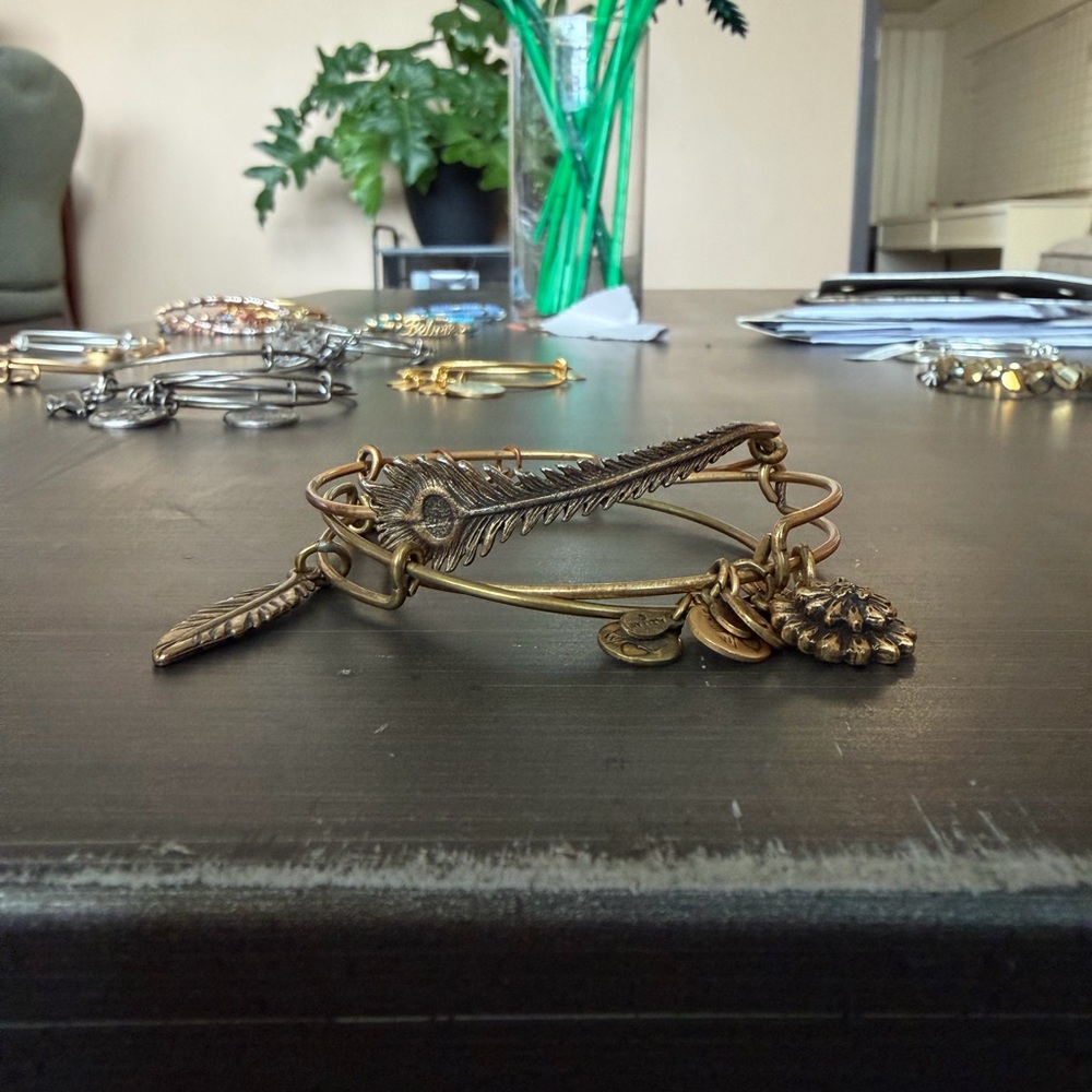 Gold Feather Charm Bracelets Alex and Ani